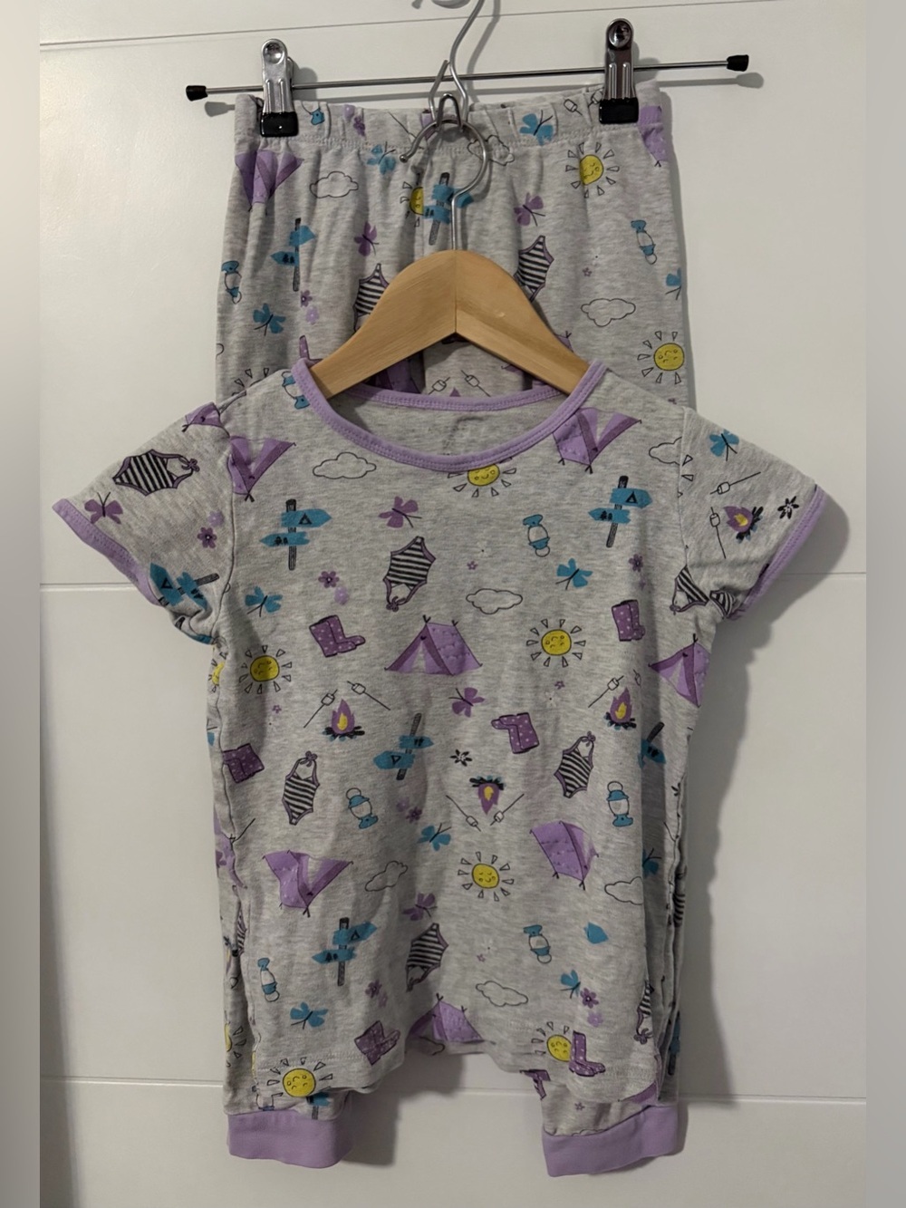 🎁Pekkle: Girls Pajama Short Sleeve Shirt & Pants Set- Size 7/8🎁